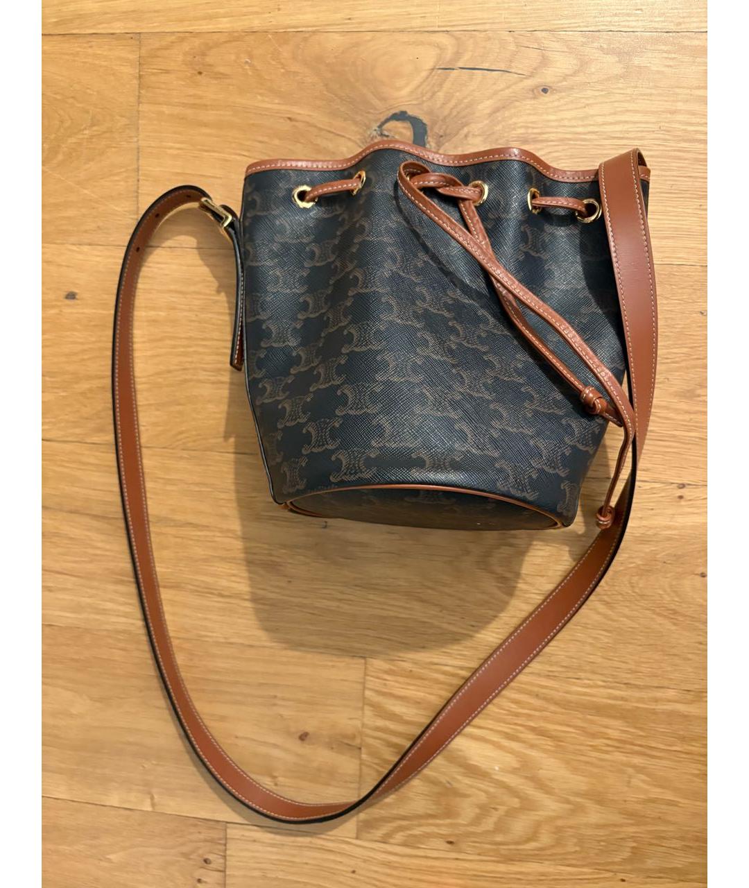 CELINE Коричневая кожаная сумка через плечо, фото 4