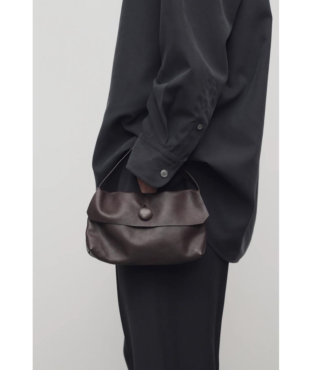 THE ROW Коричневая кожаная сумка с короткими ручками, фото 4