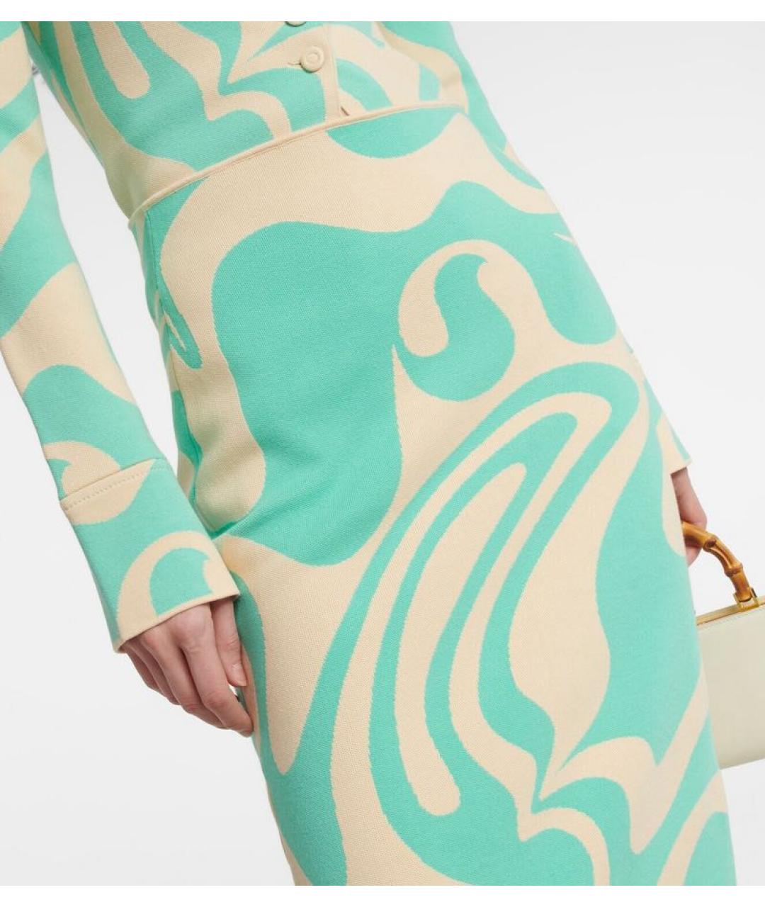 SPORTMAX Салатовая вискозная юбка миди, фото 2