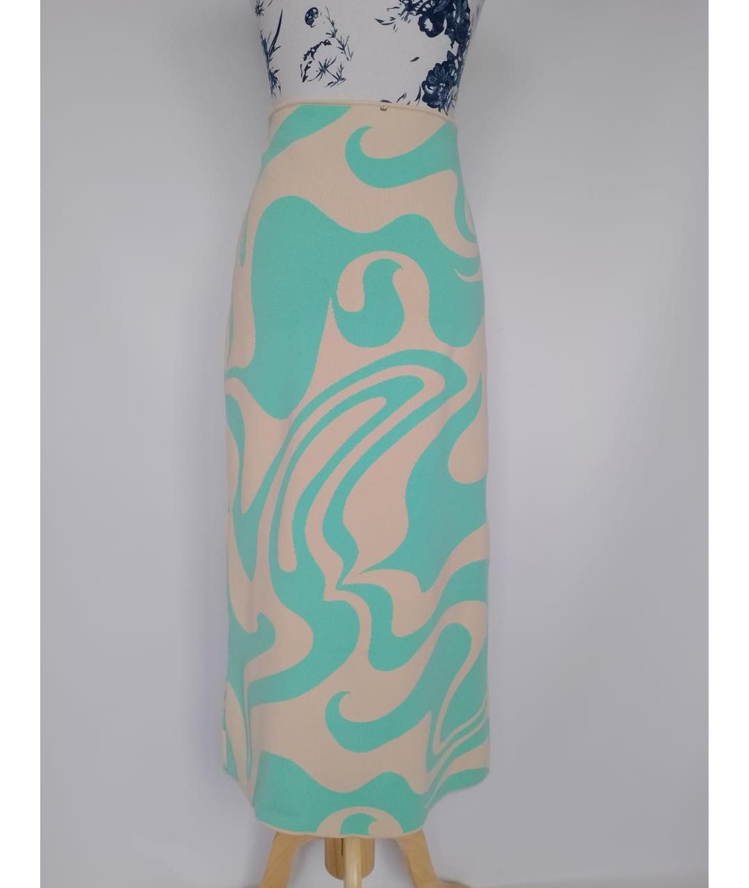 SPORTMAX Салатовая вискозная юбка миди, фото 4