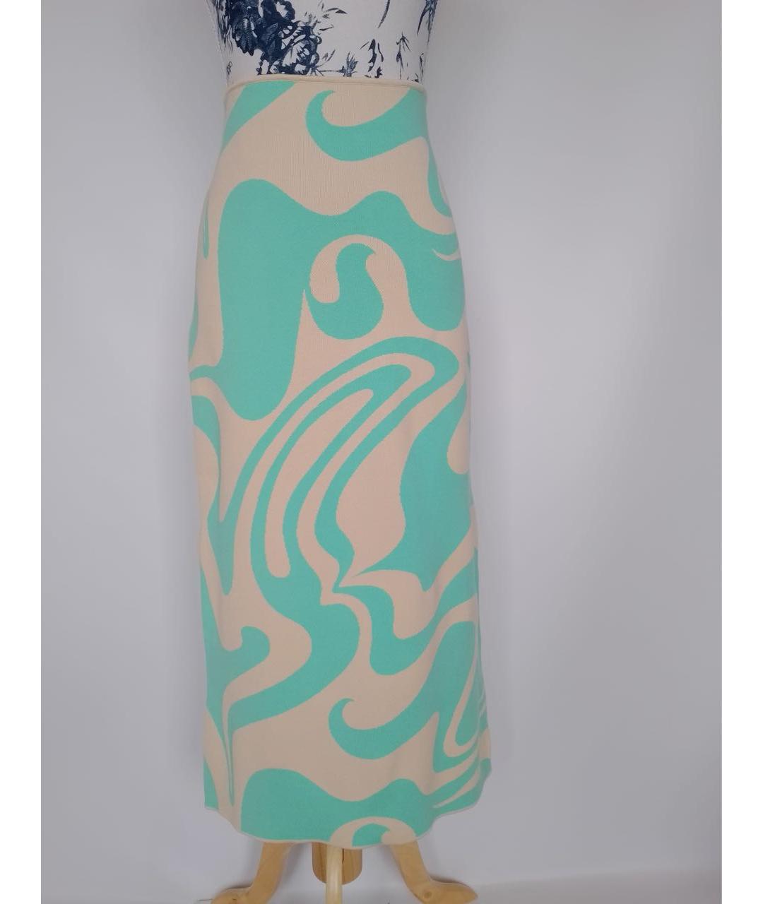 SPORTMAX Салатовая вискозная юбка миди, фото 3