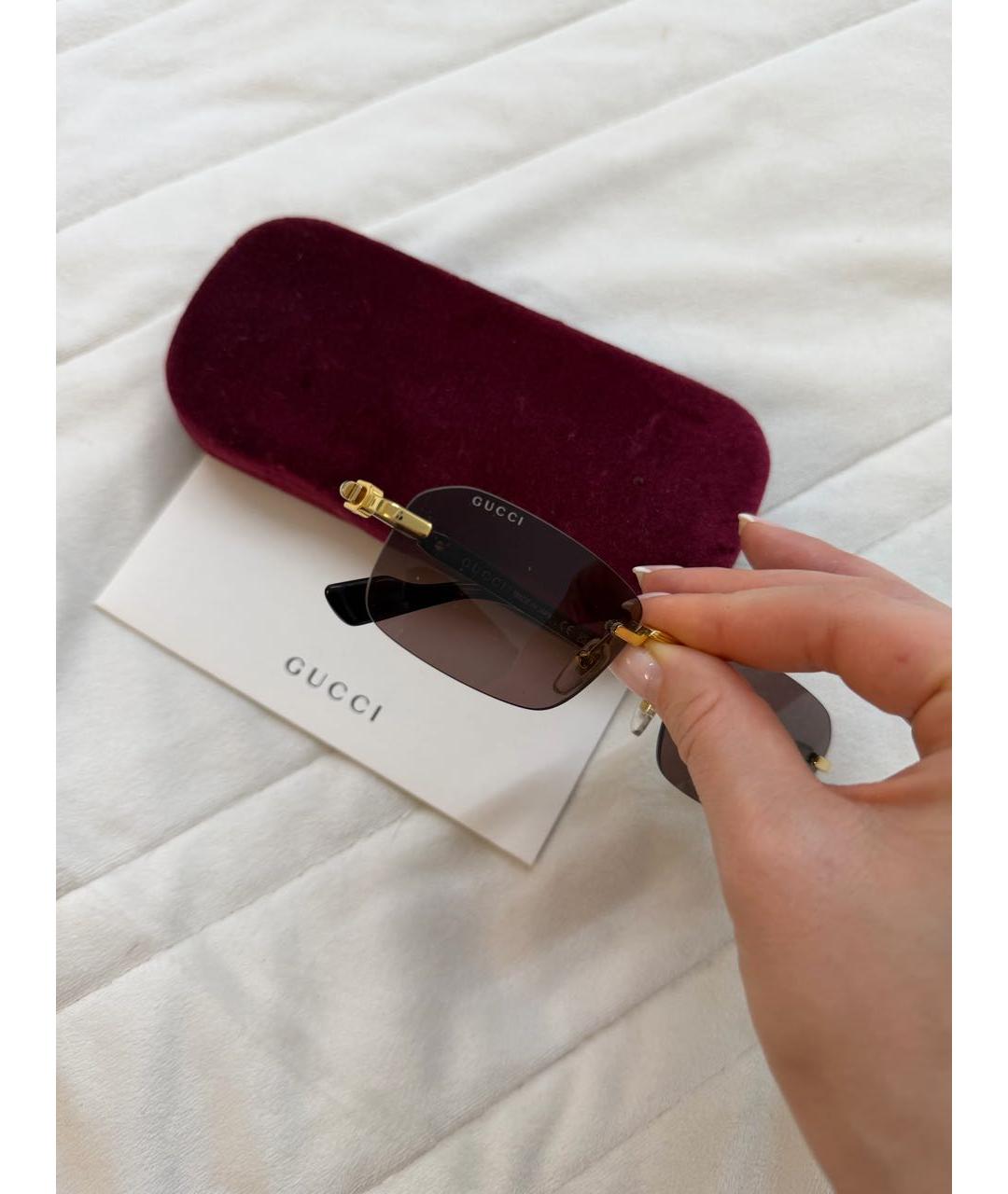 GUCCI Коричневые металлические солнцезащитные очки, фото 5