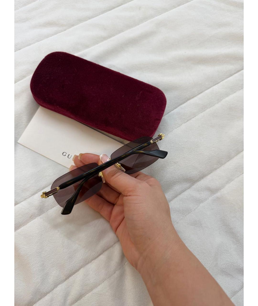 GUCCI Коричневые металлические солнцезащитные очки, фото 6