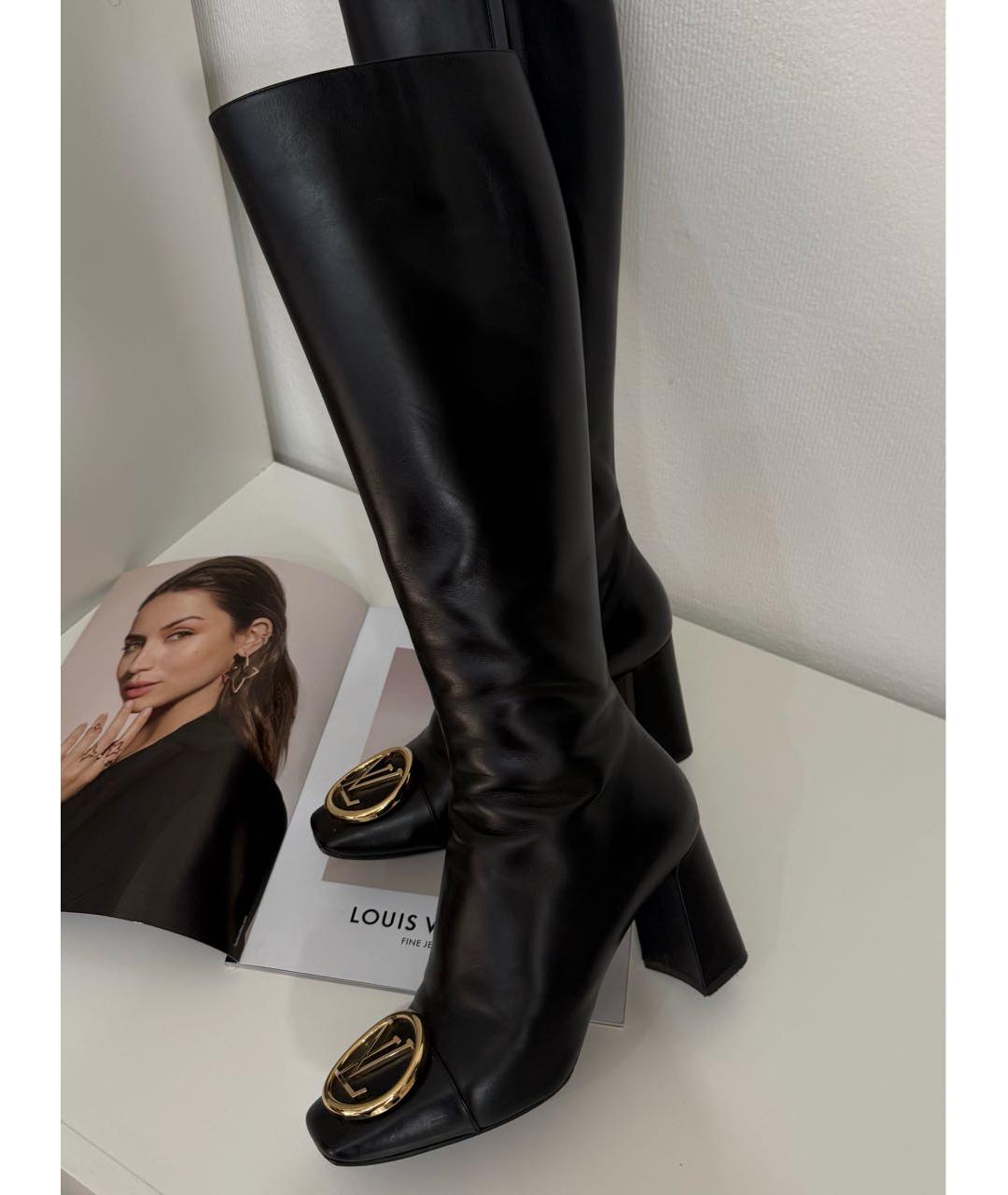 LOUIS VUITTON Черные кожаные сапоги, фото 3