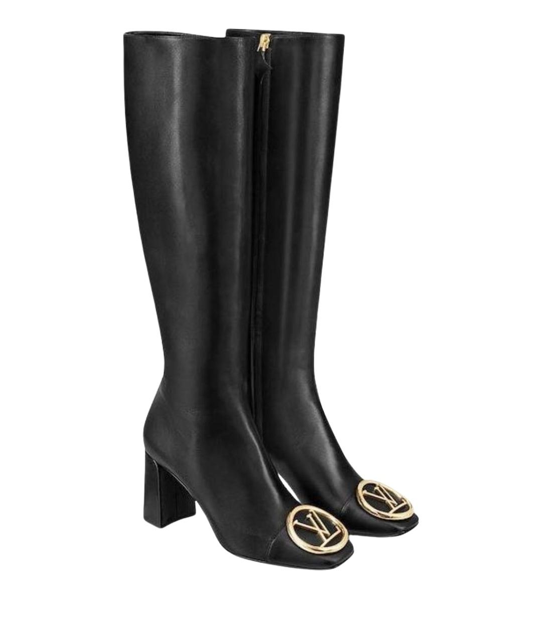 LOUIS VUITTON Черные кожаные сапоги, фото 1