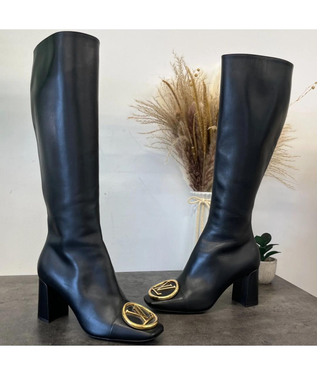 LOUIS VUITTON Черные кожаные сапоги, фото 2