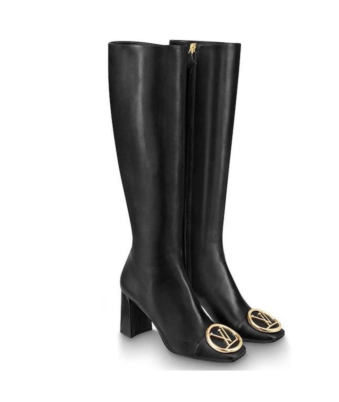 LOUIS VUITTON Черные кожаные сапоги, фото 9