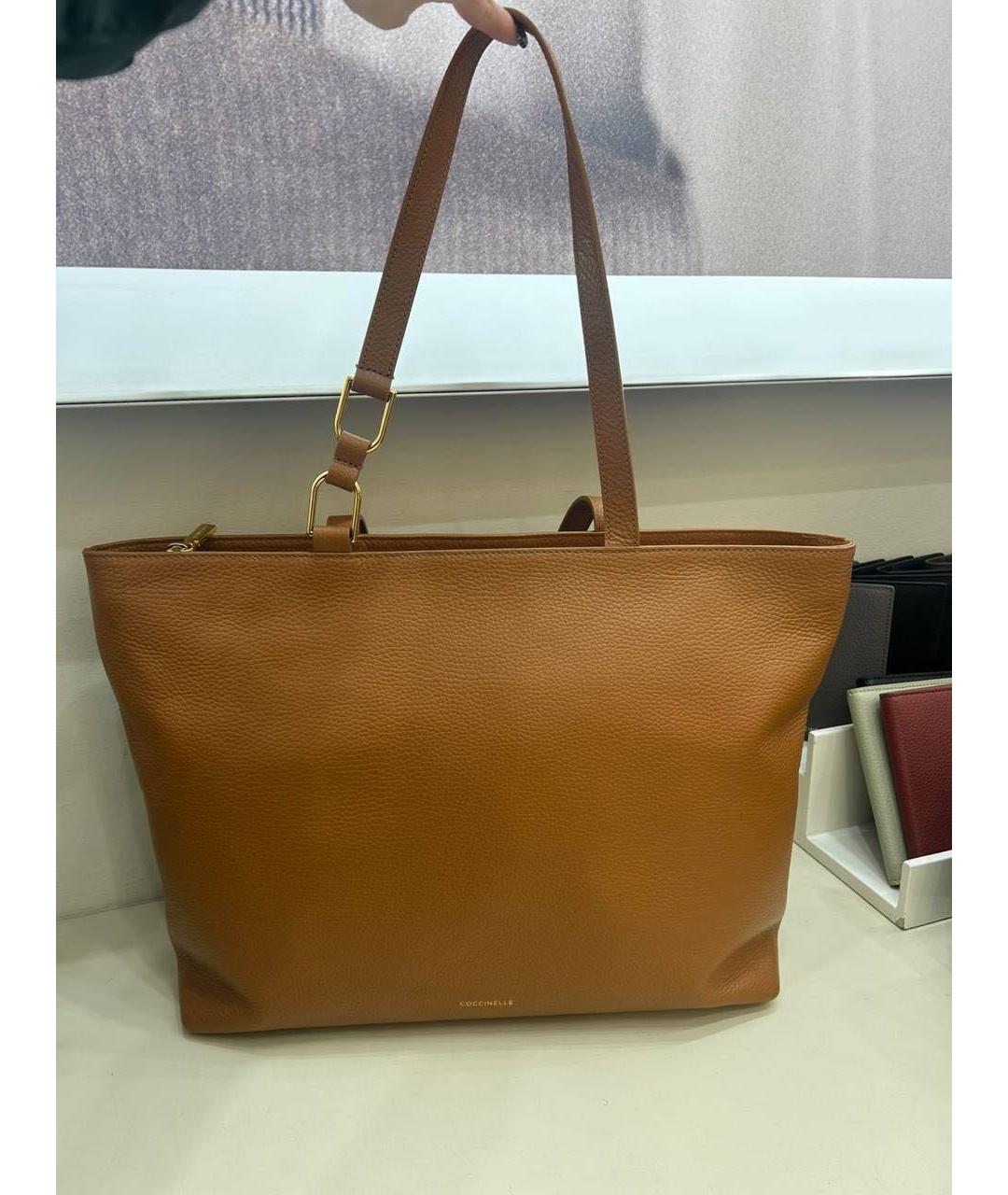 COCCINELLE Коричневая кожаная сумка тоут, фото 2