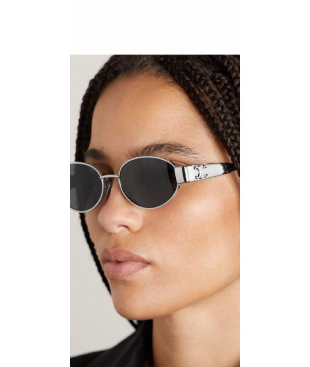 CELINE Серебряные металлические солнцезащитные очки, фото 5