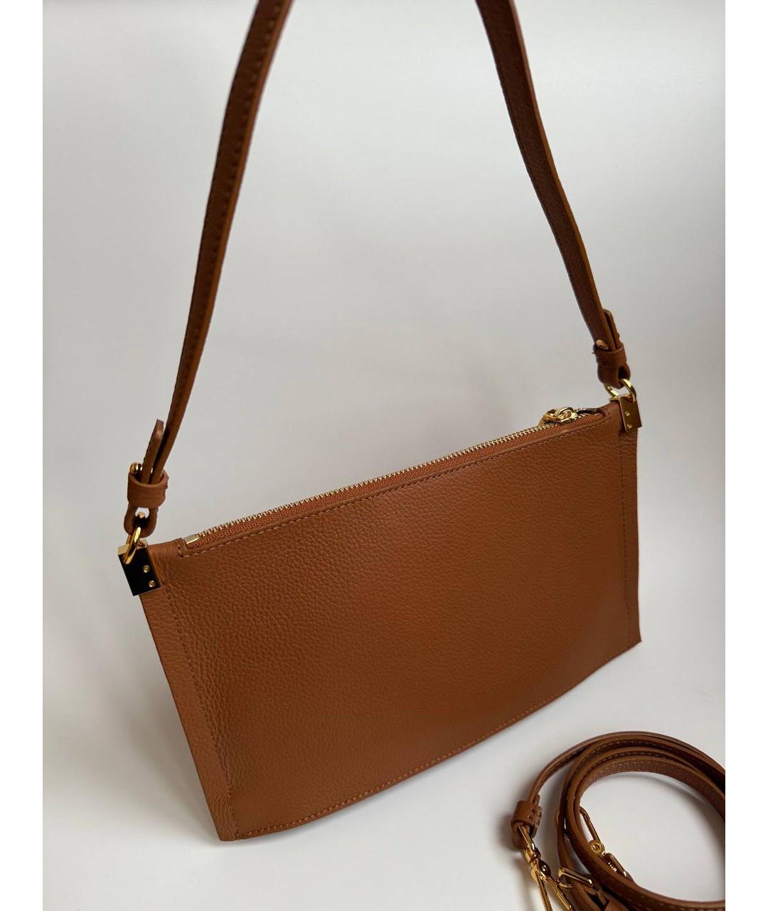 COCCINELLE Коричневая кожаная сумка через плечо, фото 4