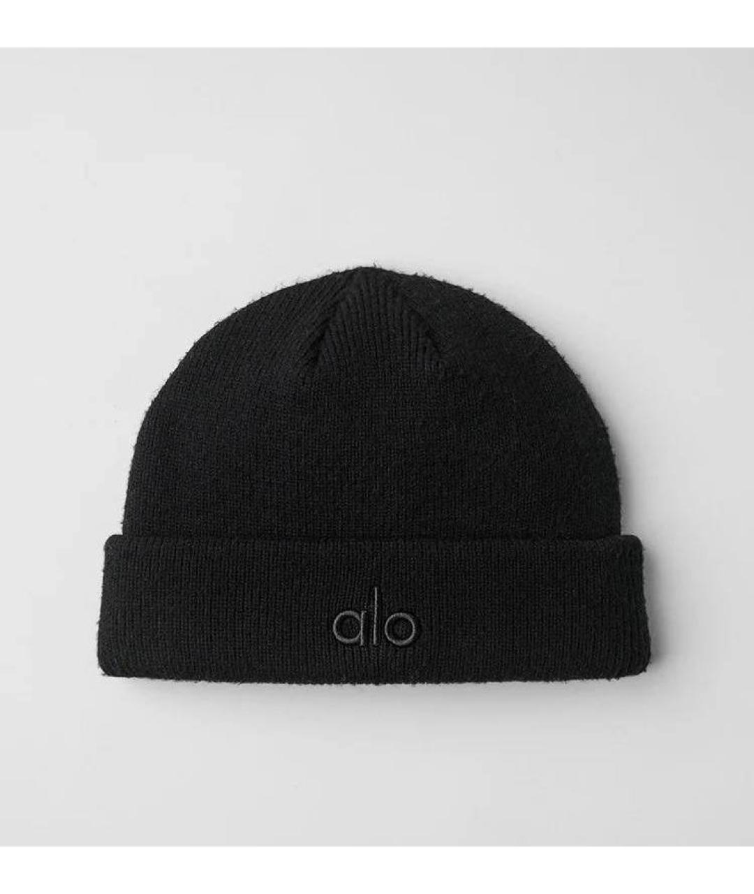 ALO YOGA Черная хлопковая шапка, фото 3