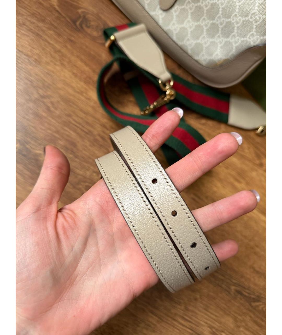 GUCCI Бежевая кожаная сумка с короткими ручками, фото 7