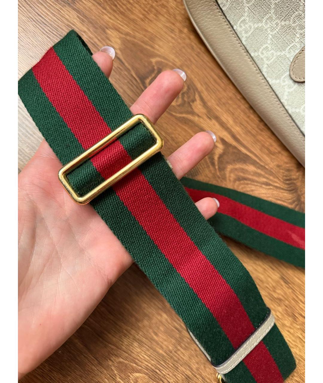 GUCCI Бежевая кожаная сумка с короткими ручками, фото 8