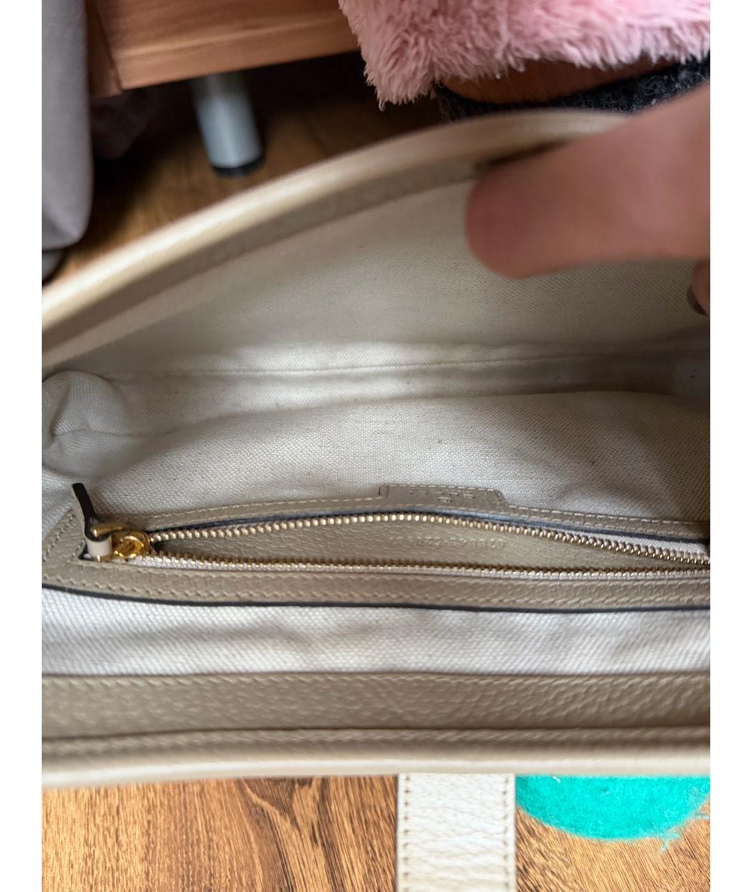 GUCCI Бежевая кожаная сумка с короткими ручками, фото 4