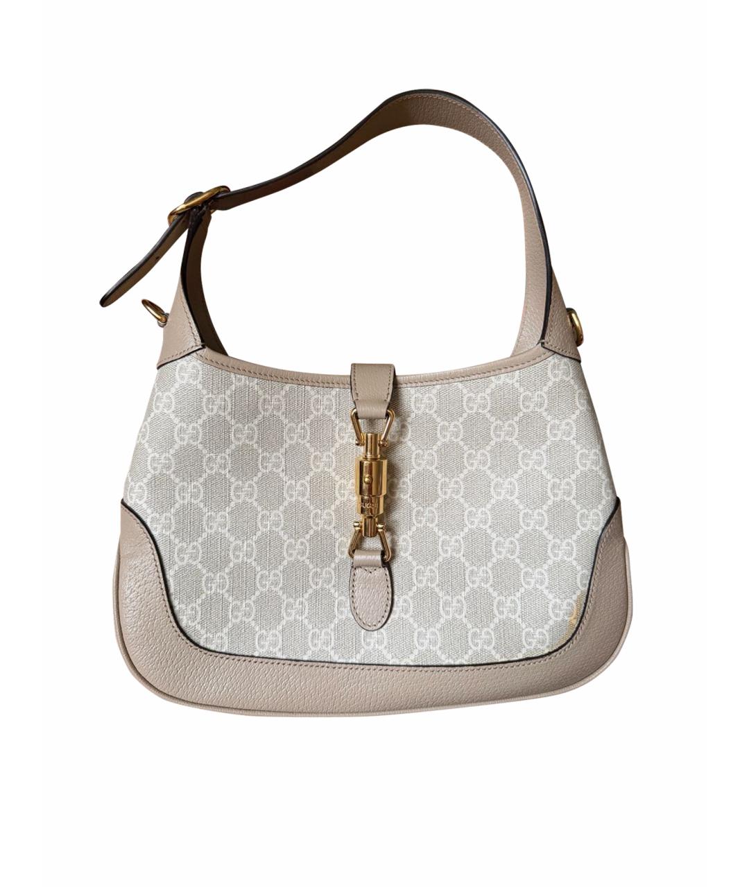 GUCCI Бежевая кожаная сумка с короткими ручками, фото 1