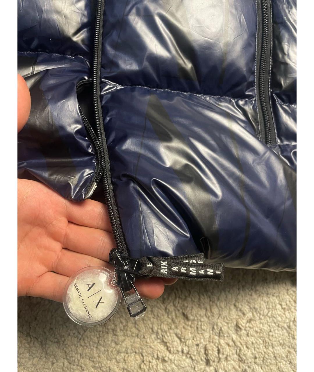 ARMANI EXCHANGE Темно-синий полиэстеровый пуховик, фото 6