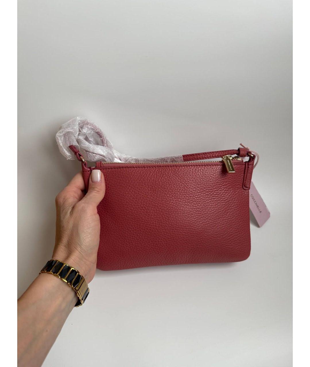 COCCINELLE Бордовая кожаная сумка через плечо, фото 6