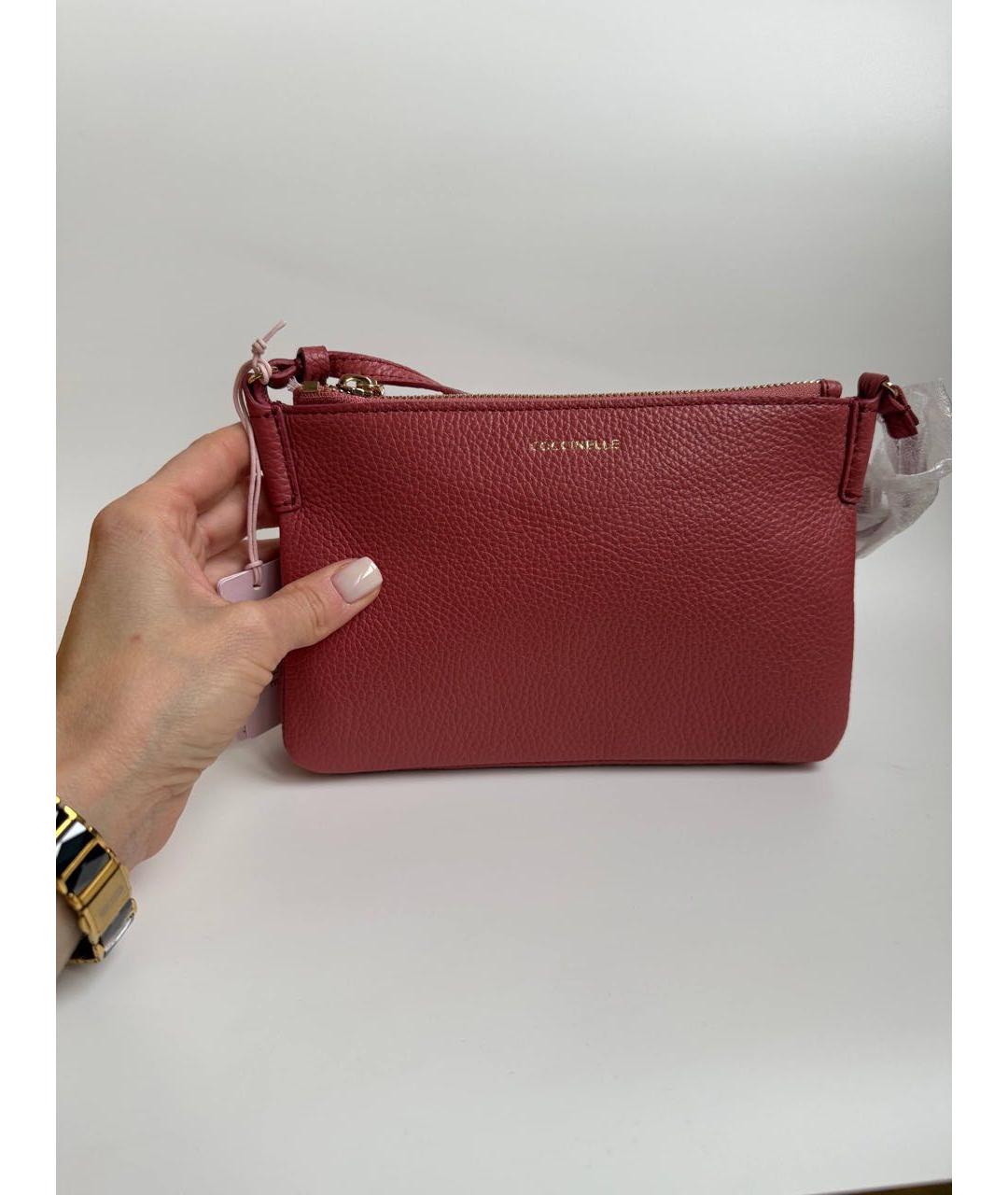 COCCINELLE Бордовая кожаная сумка через плечо, фото 2