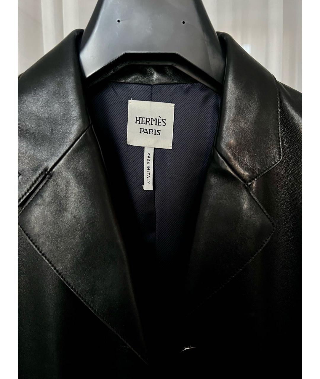 HERMES Черный кожаный жакет/пиджак, фото 3