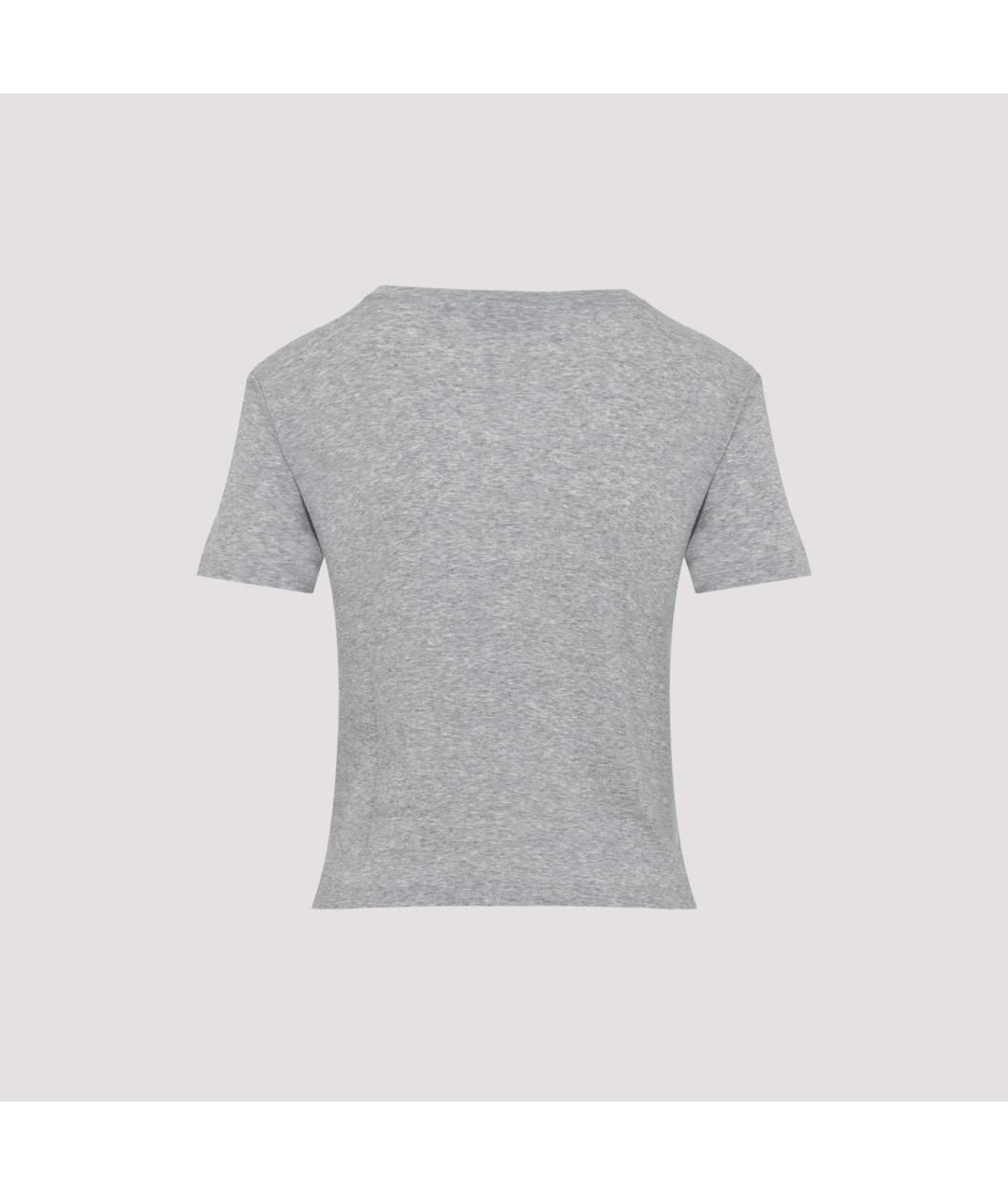 MIU MIU Серая хлопковая футболка, фото 2