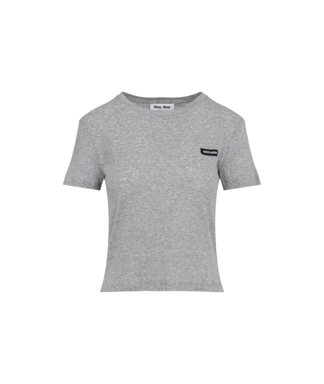 MIU MIU Серая хлопковая футболка, фото 1