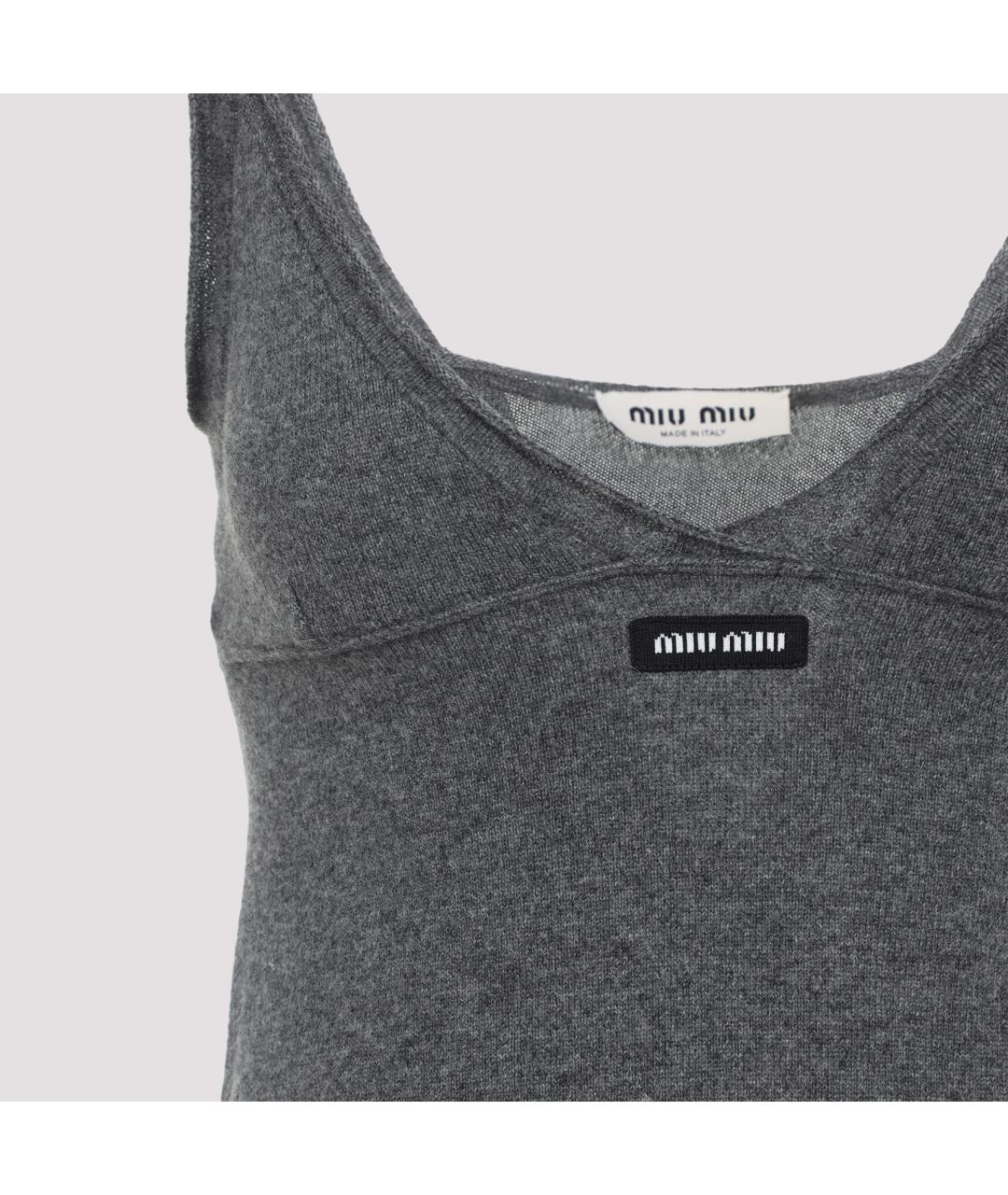 MIU MIU Серое кашемировое повседневное платье, фото 5