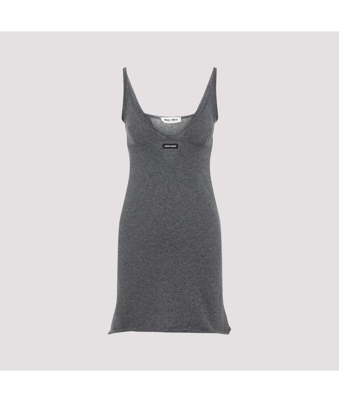 MIU MIU Серое кашемировое повседневное платье, фото 3