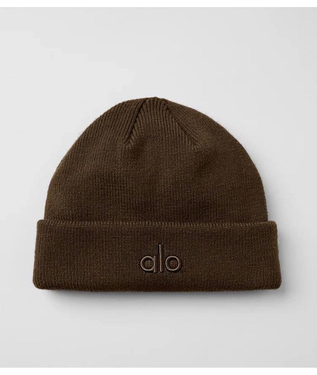 ALO YOGA Коричневая хлопковая шапка, фото 3