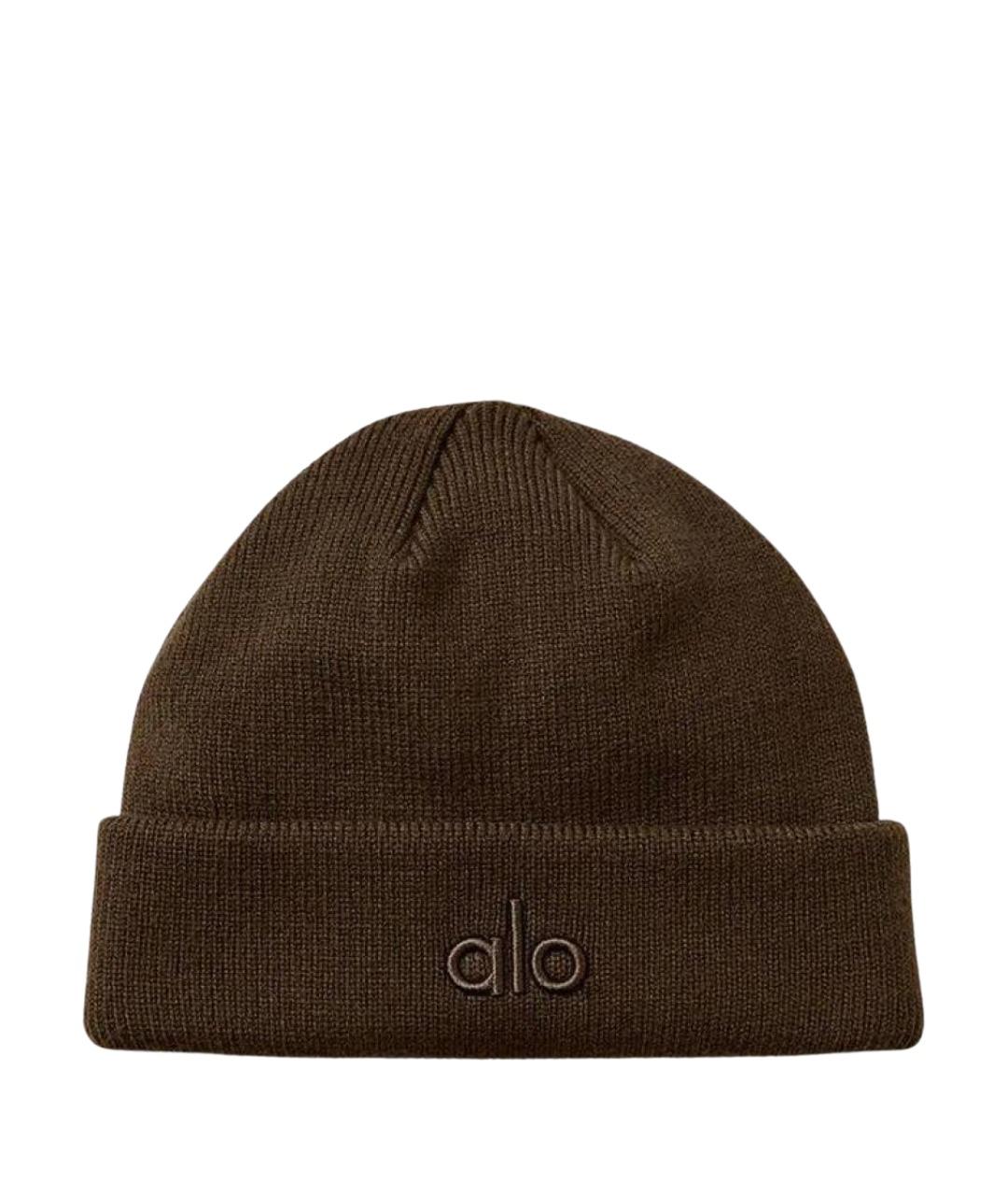 ALO YOGA Коричневая хлопковая шапка, фото 1