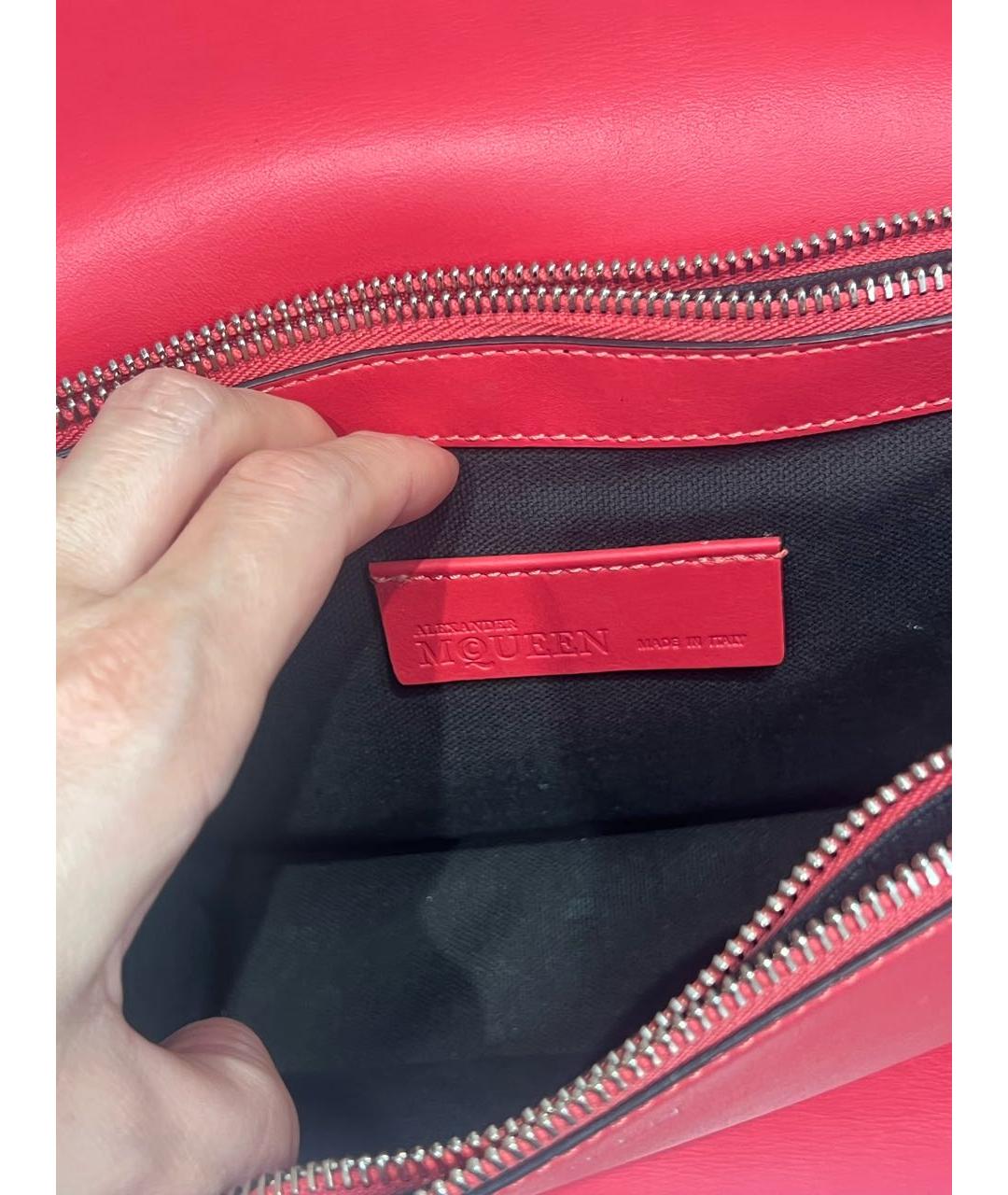 ALEXANDER MCQUEEN Красная кожаная сумка через плечо, фото 8