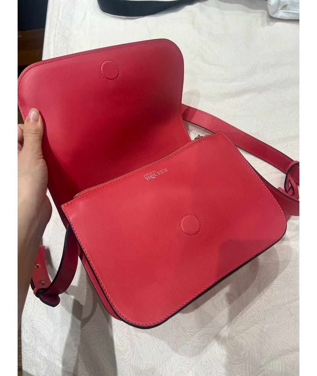 ALEXANDER MCQUEEN Красная кожаная сумка через плечо, фото 3