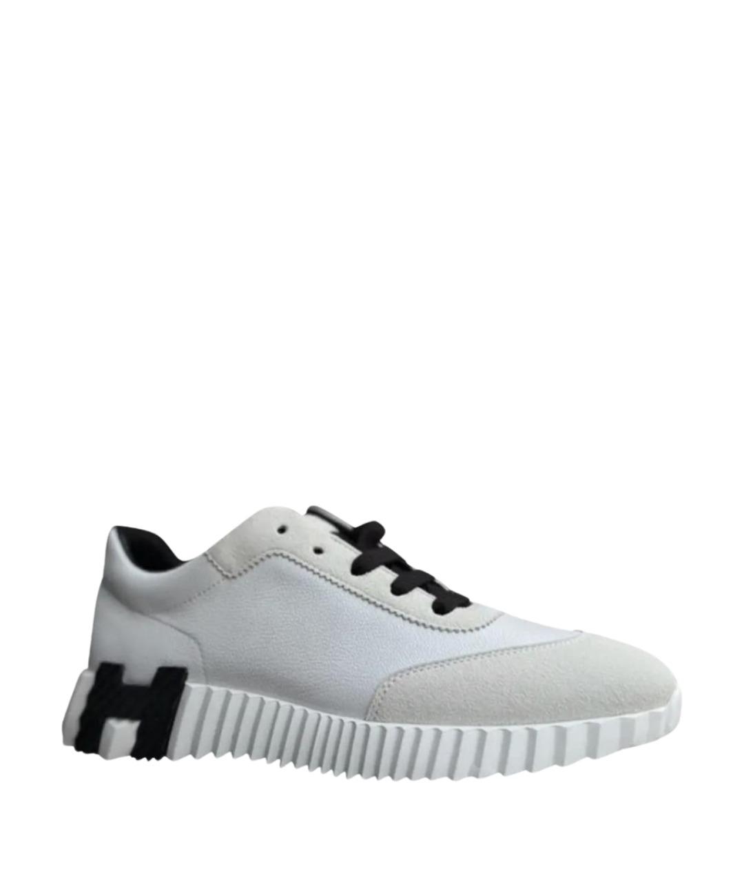 HERMES Серые кожаные кроссовки, фото 1
