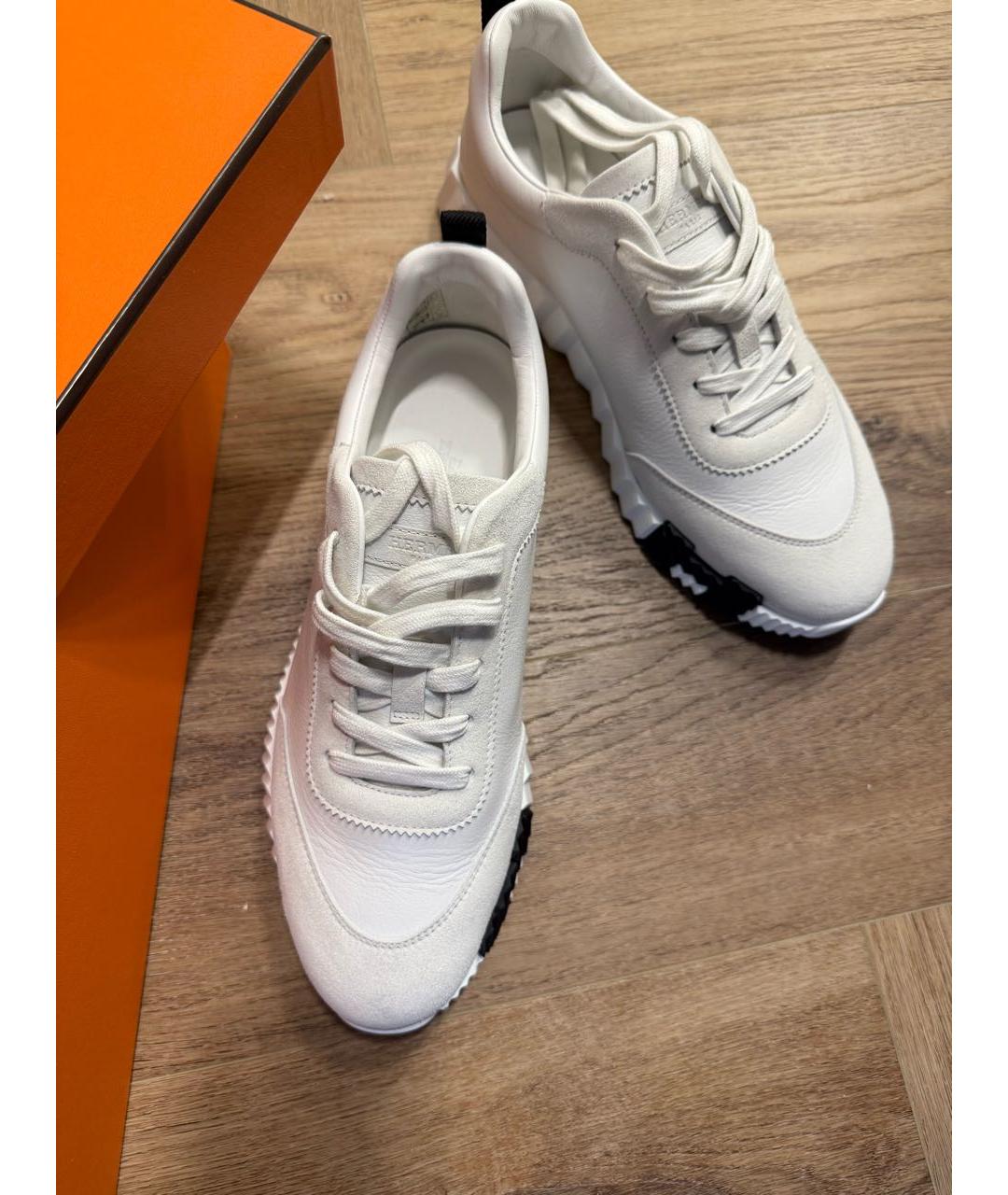 HERMES Серые кожаные кроссовки, фото 3