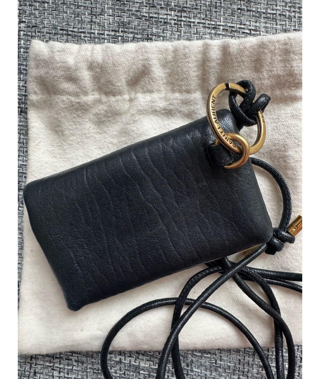 SAINT LAURENT Черный кожаный кардхолдер, фото 3