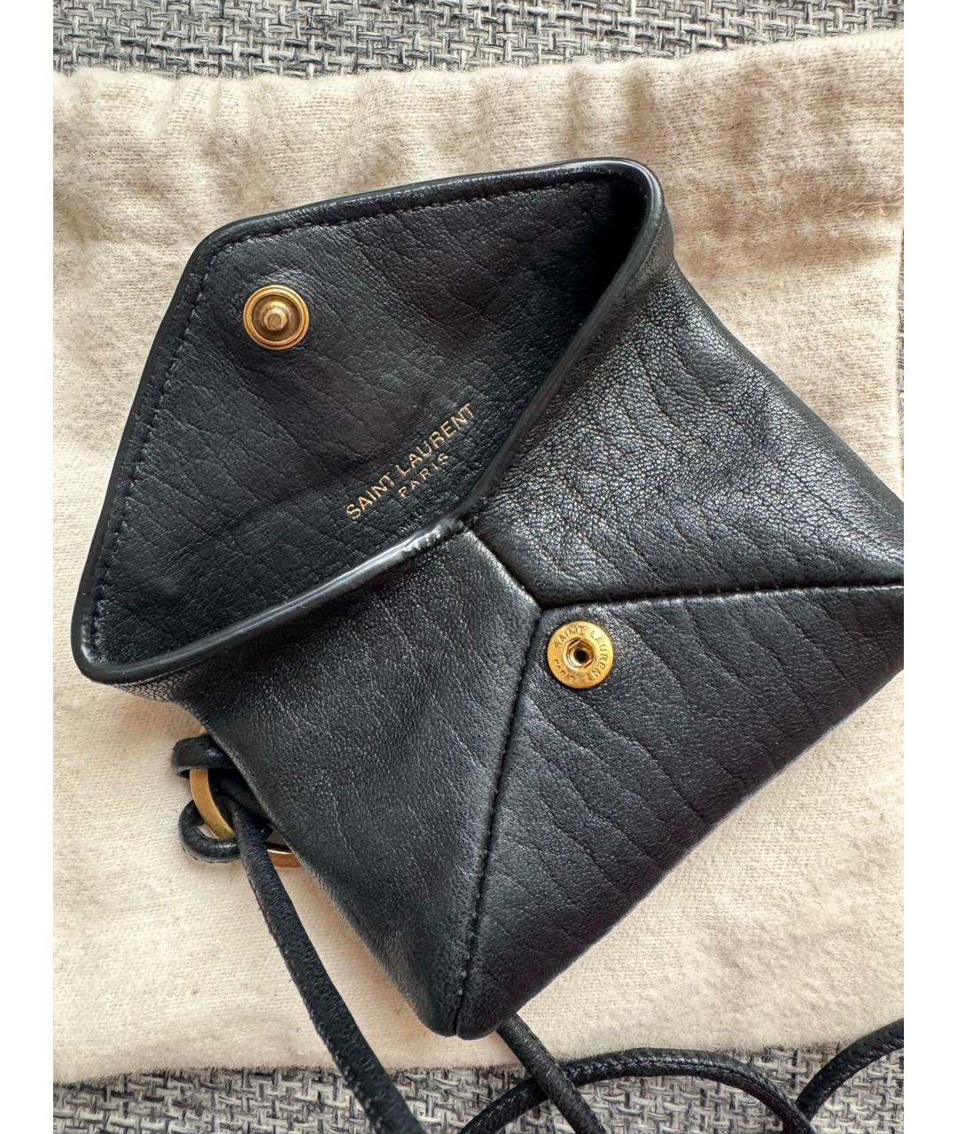 SAINT LAURENT Черный кожаный кардхолдер, фото 4