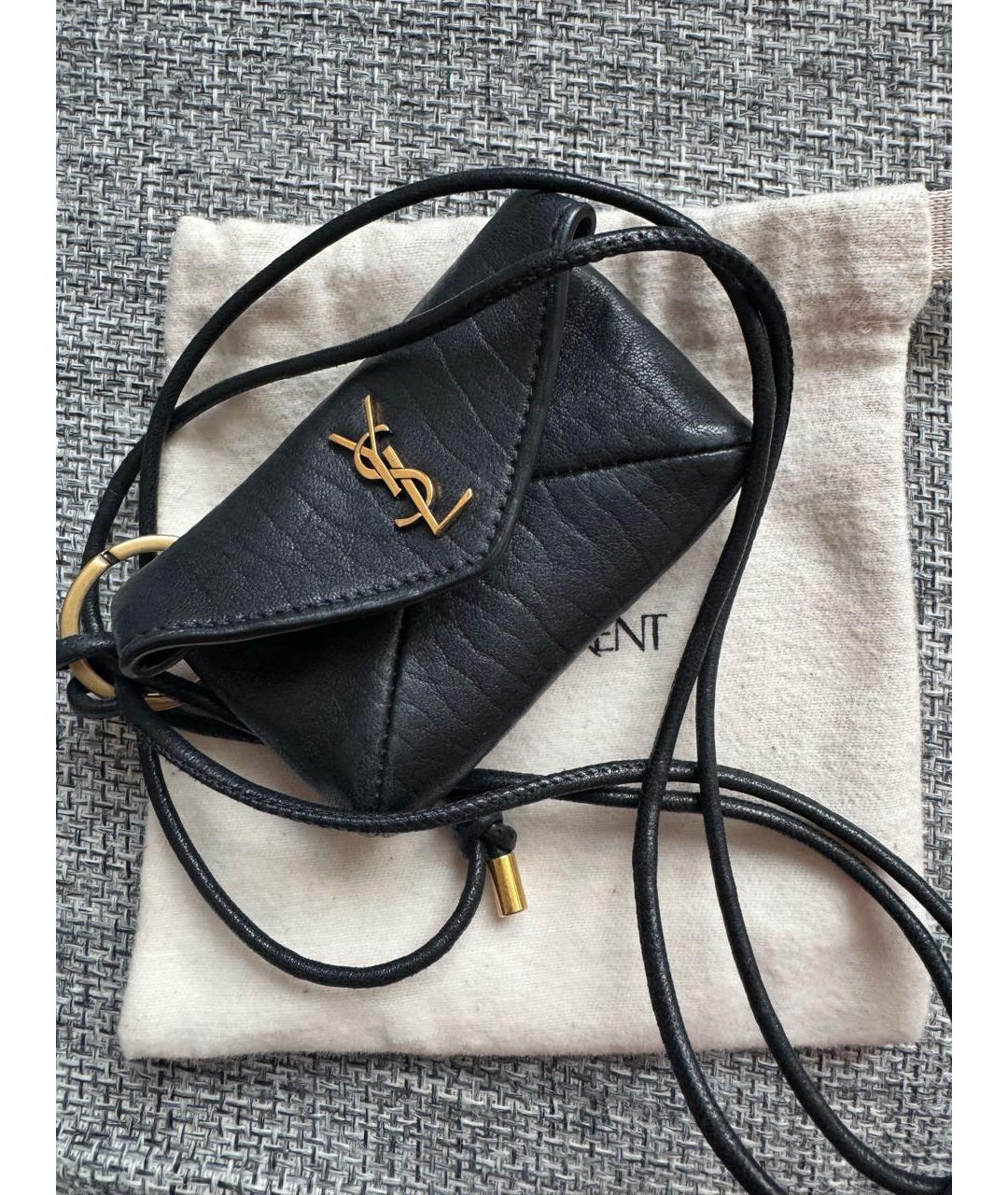 SAINT LAURENT Черный кожаный кардхолдер, фото 5