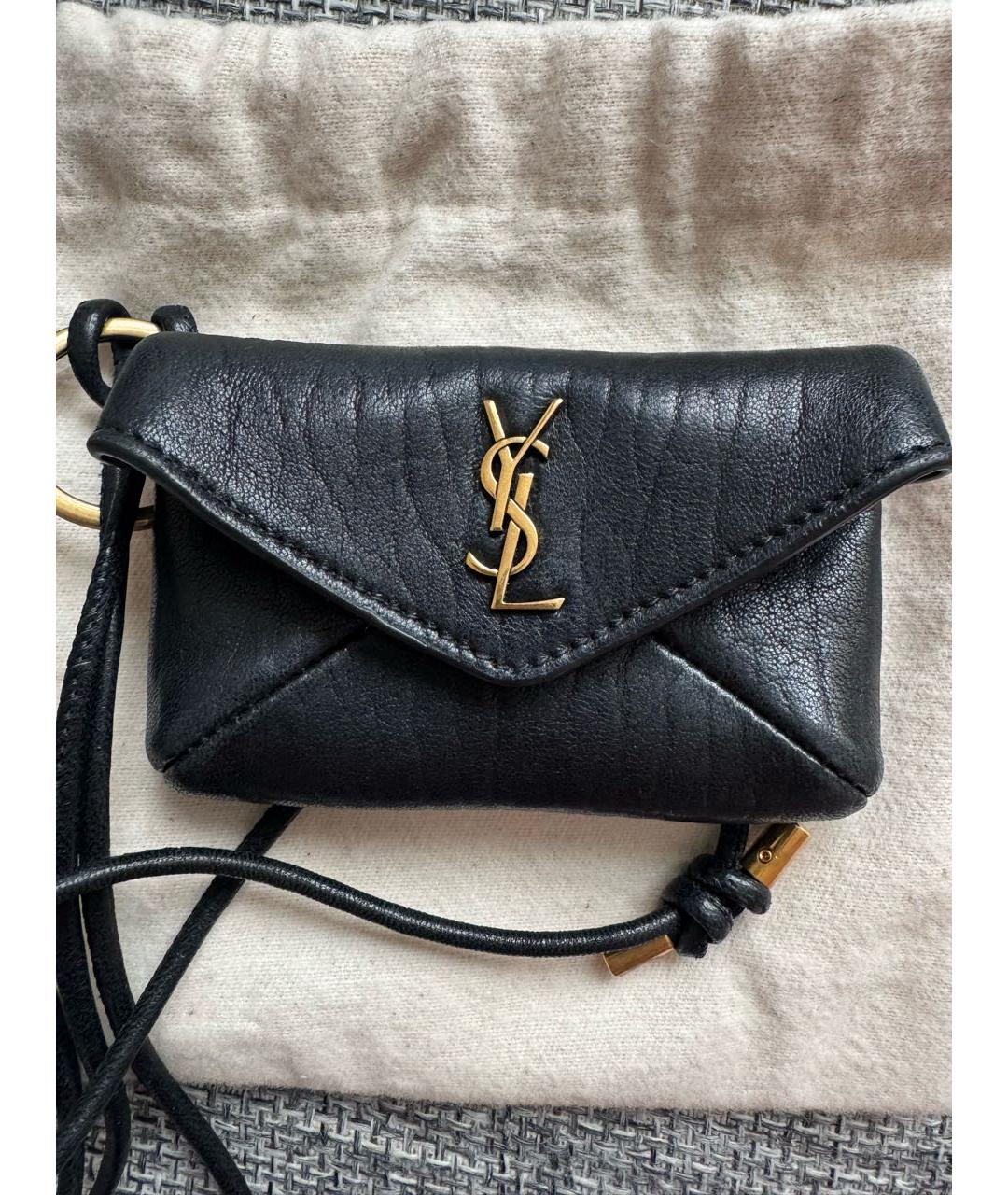 SAINT LAURENT Черный кожаный кардхолдер, фото 6