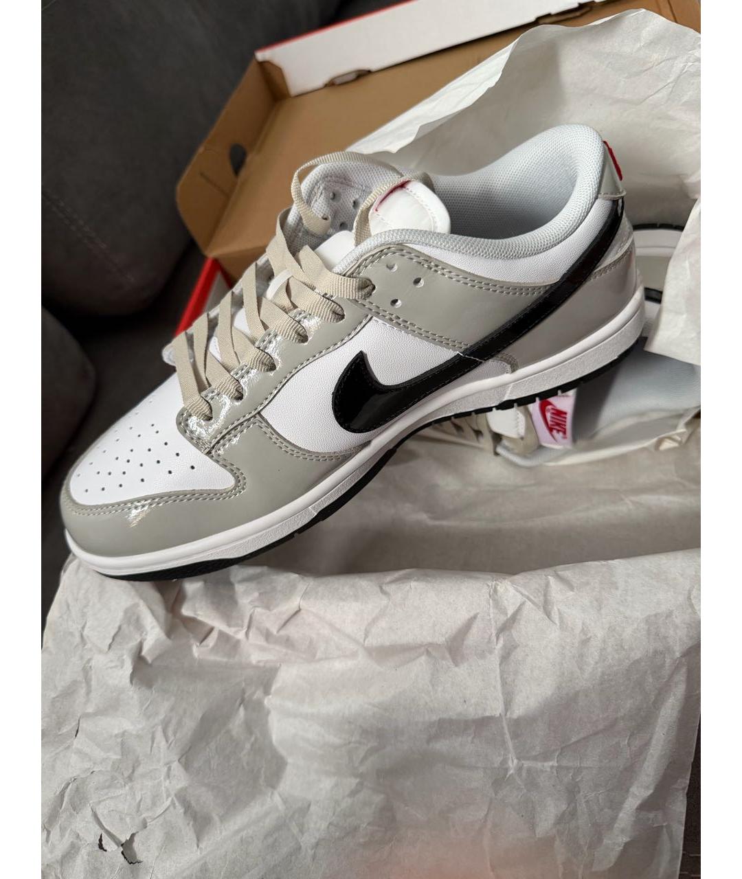 NIKE Серые низкие кроссовки / кеды из лакированной кожи, фото 3