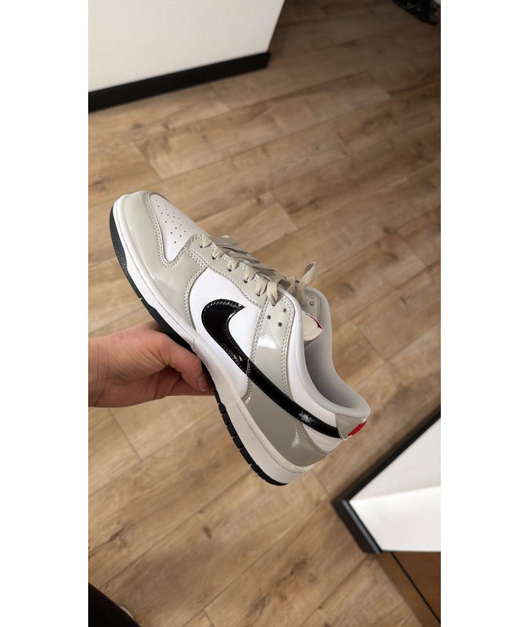 NIKE Серые низкие кроссовки / кеды из лакированной кожи, фото 1