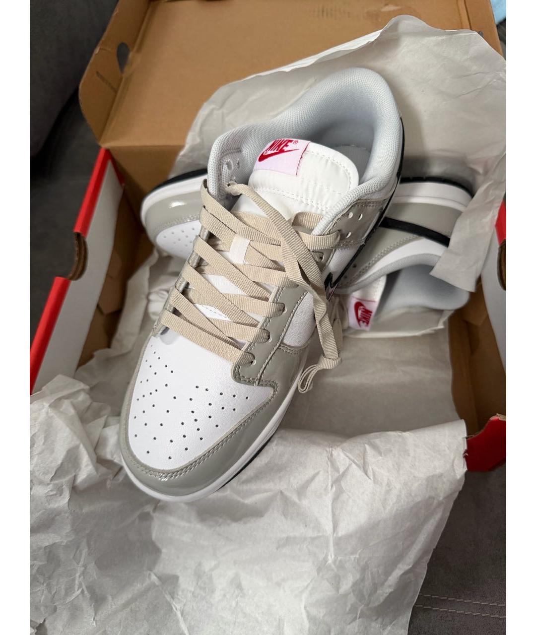 NIKE Серые низкие кроссовки / кеды из лакированной кожи, фото 2