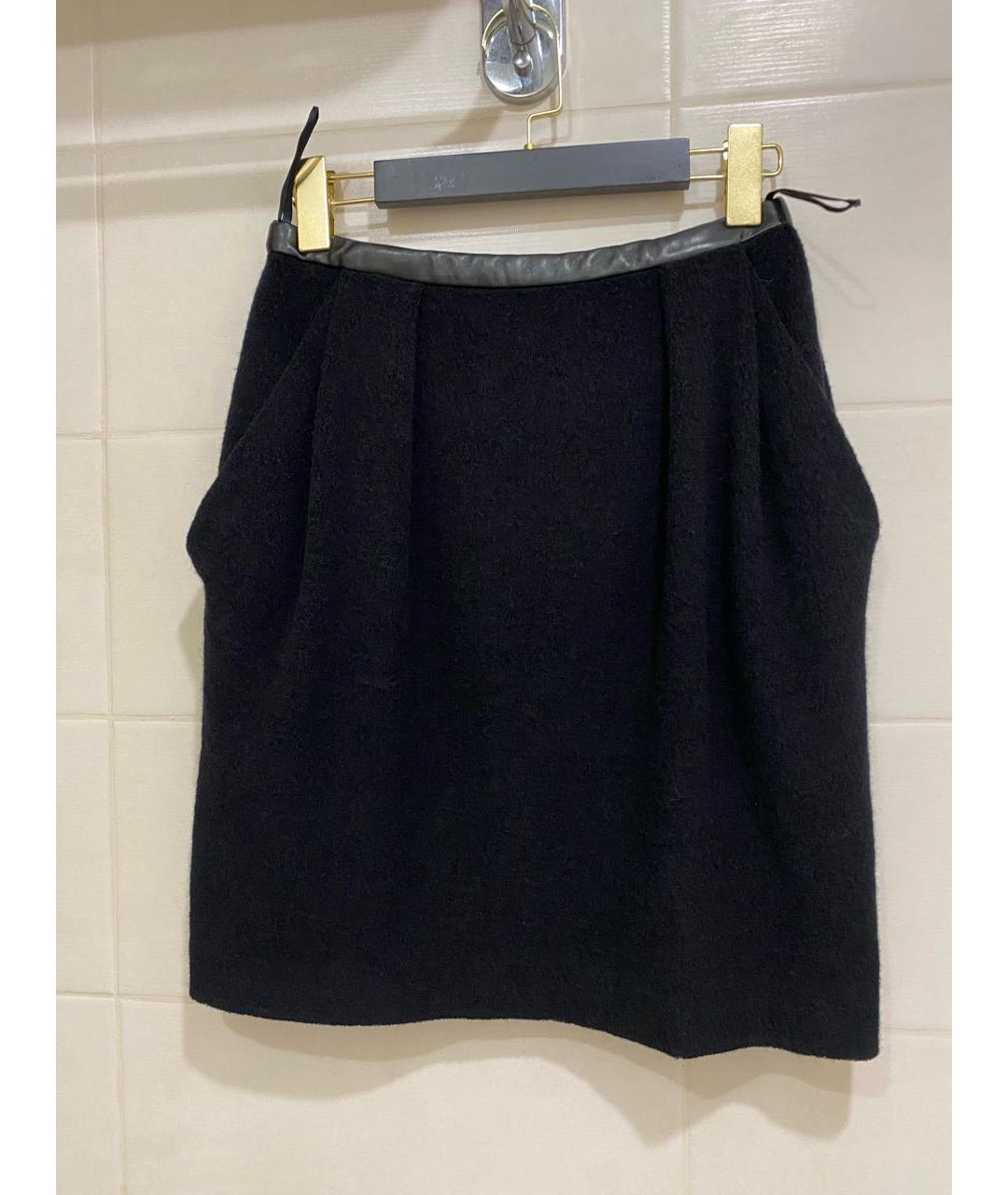 DKNY Черная шерстяная юбка мини, фото 9