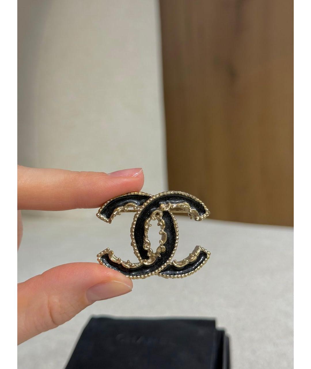 CHANEL Черная металлическая булавка / брошь, фото 2