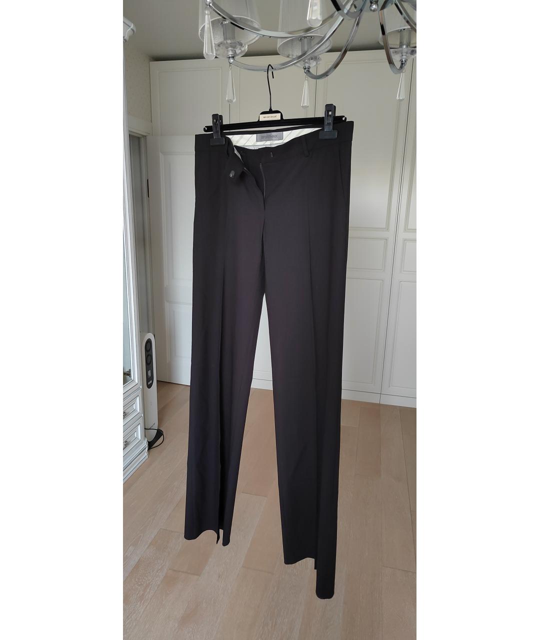 SPORTMAX Коричневые шерстяные прямые брюки, фото 2