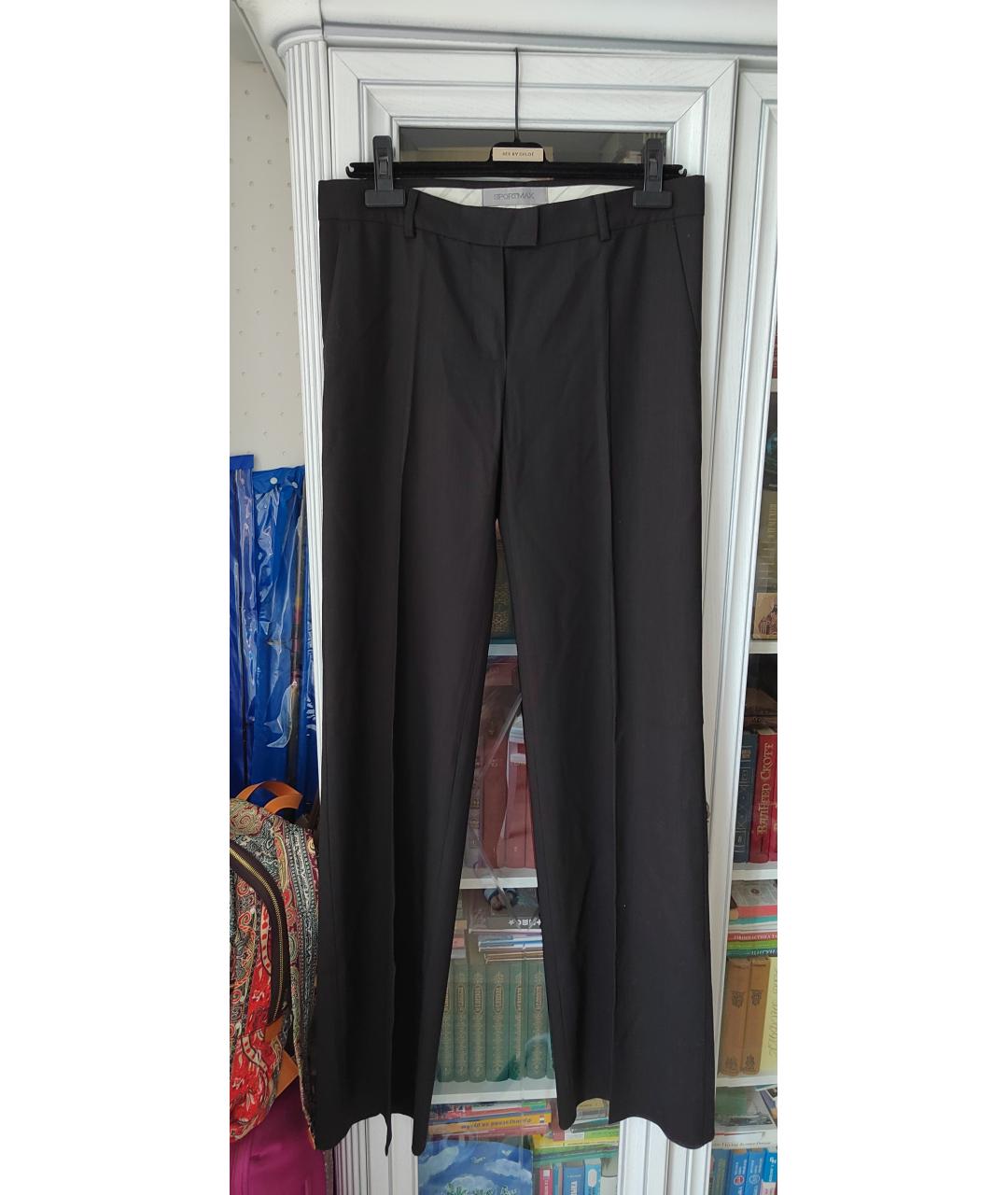 SPORTMAX Коричневые шерстяные прямые брюки, фото 7