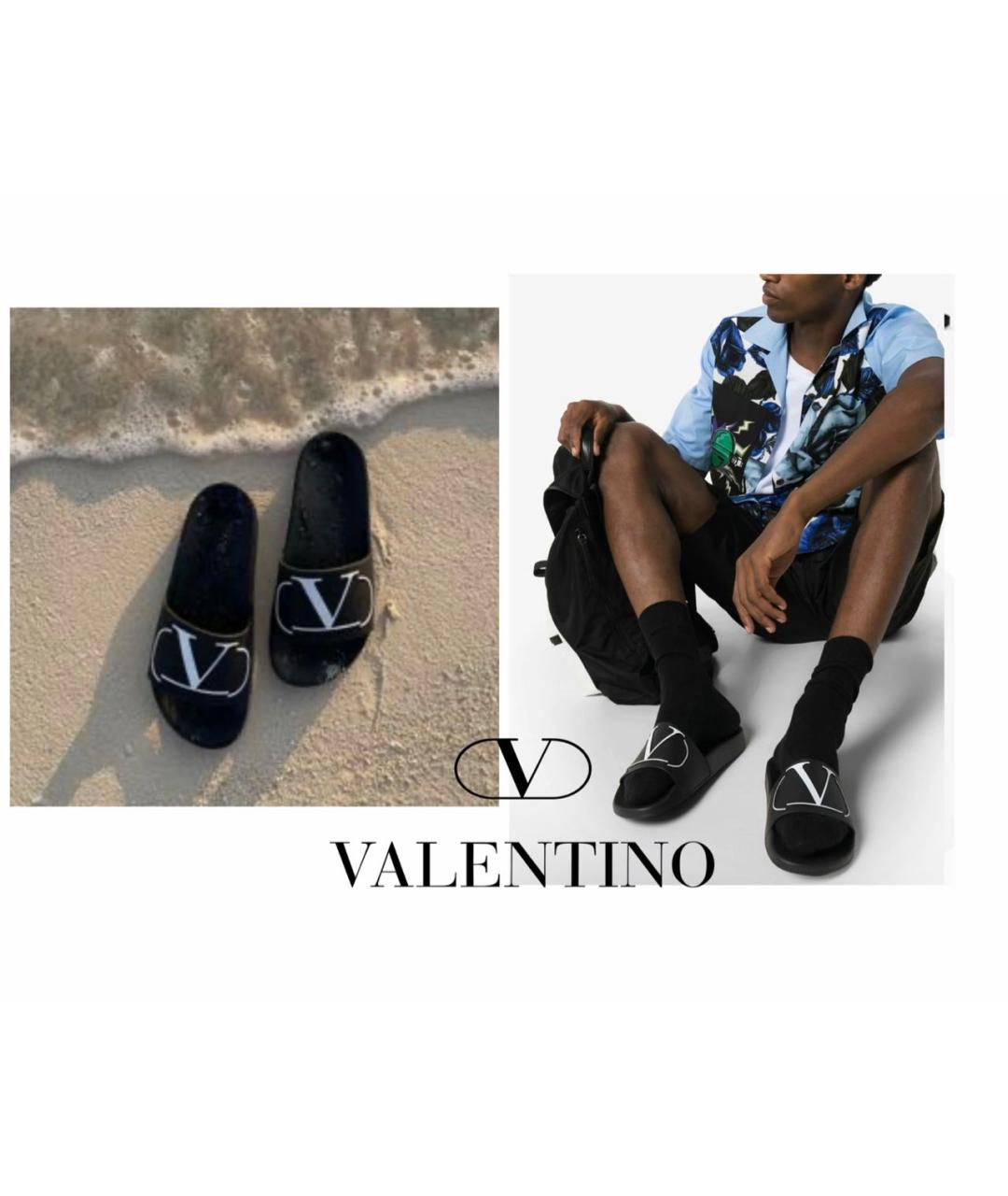 VALENTINO Черные резиновые шлепанцы, фото 2