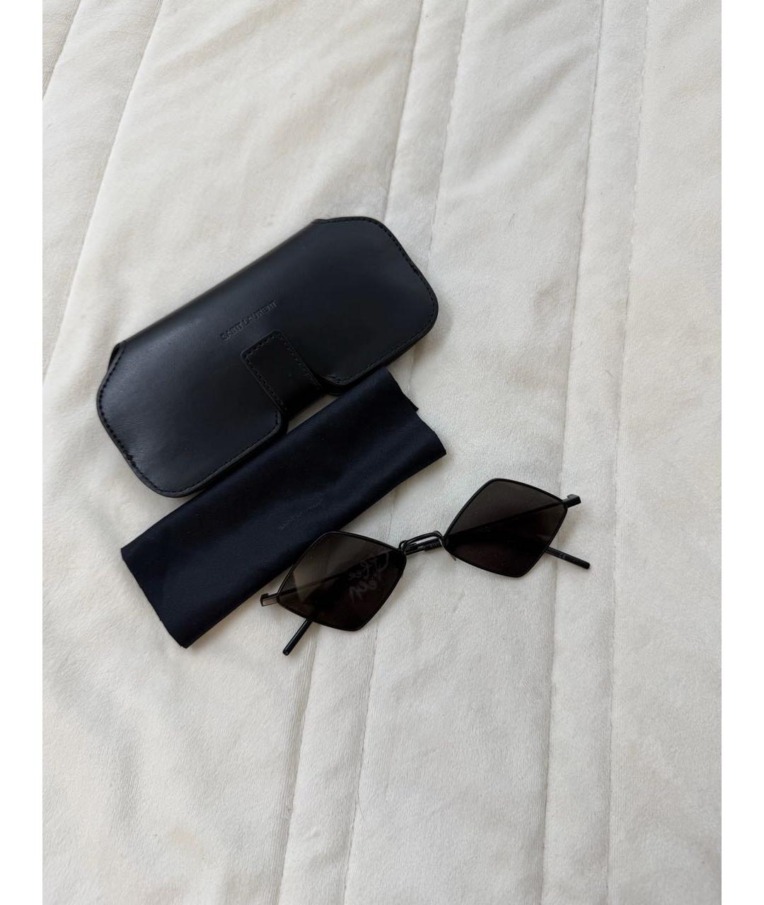 SAINT LAURENT Черные металлические солнцезащитные очки, фото 6