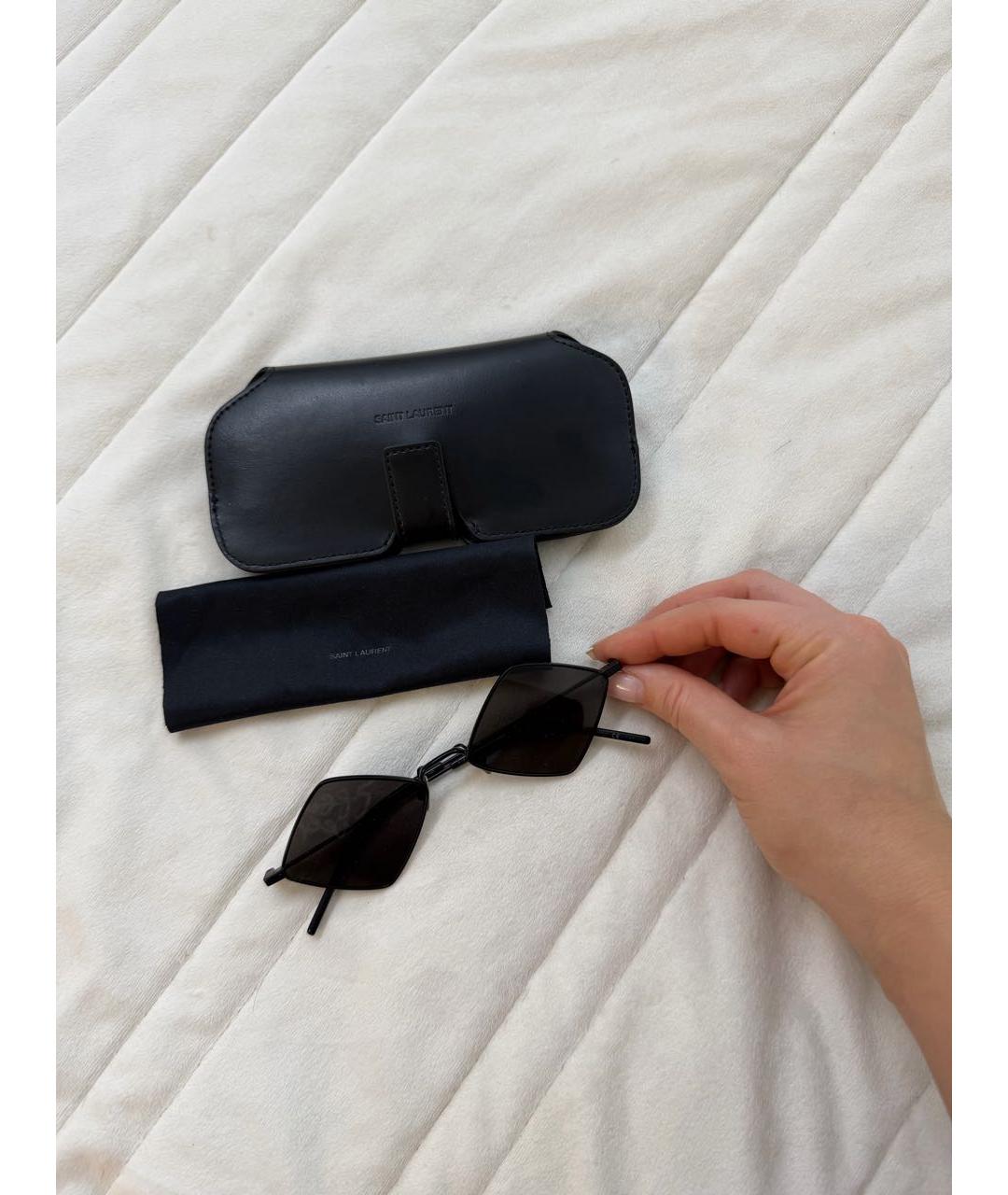 SAINT LAURENT Черные металлические солнцезащитные очки, фото 5