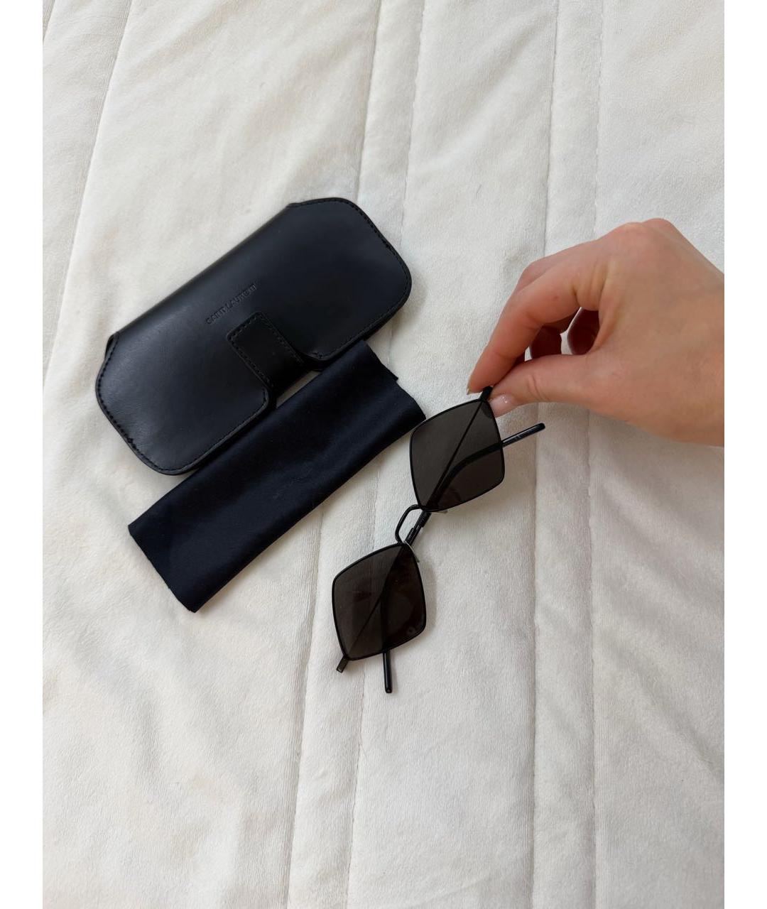 SAINT LAURENT Черные металлические солнцезащитные очки, фото 3