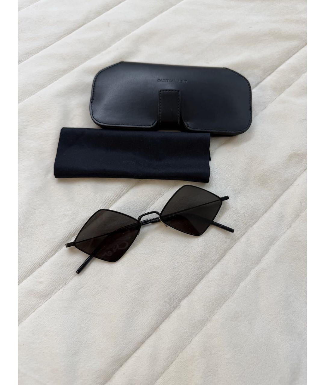 SAINT LAURENT Черные металлические солнцезащитные очки, фото 2