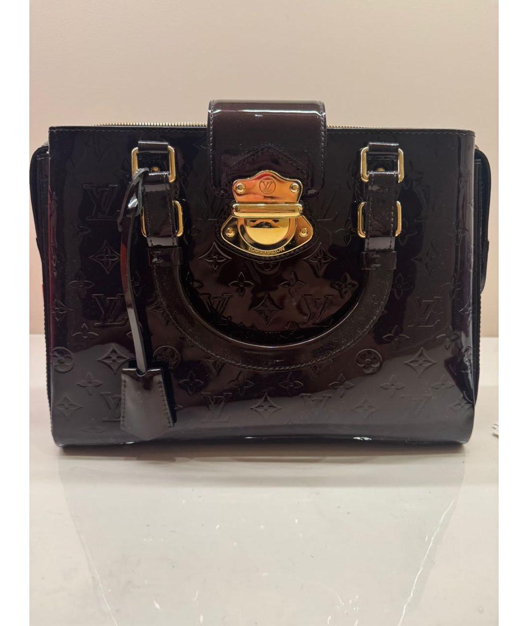 LOUIS VUITTON Коричневая сумка с короткими ручками из лакированной кожи, фото 6